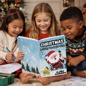 Christmas activity book for kids ages 6 to 12 fun, creative, colouring, math NWT